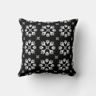 Cute Modern Stylish Black & White Mandala Pattern Throw Pillow