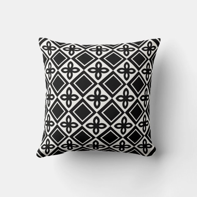 Cute Modern Stylish Trendy Checkered Pattern  Throw Pillow (Back)