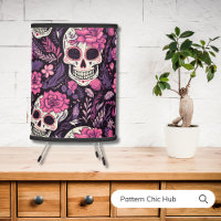 Cute Modern Sugar Skull Gothic Vintage Cool Pink Tripod Lamp
