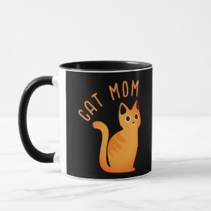 Cute Modern Tabby Cat Mom Black Orange Cartoon Mug