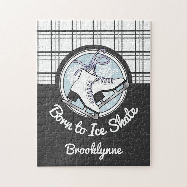 Cute Modern Tartan Pattern Ice Skating