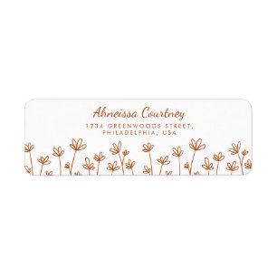Cute Modern Terracotta Flowers Return Address Label
