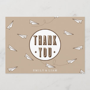 Cute Modern Thank You Card with paper plane