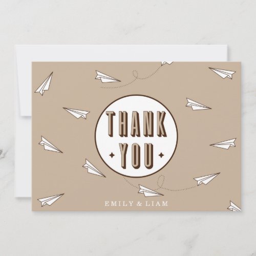 Cute Modern Thank You Card with paper plane