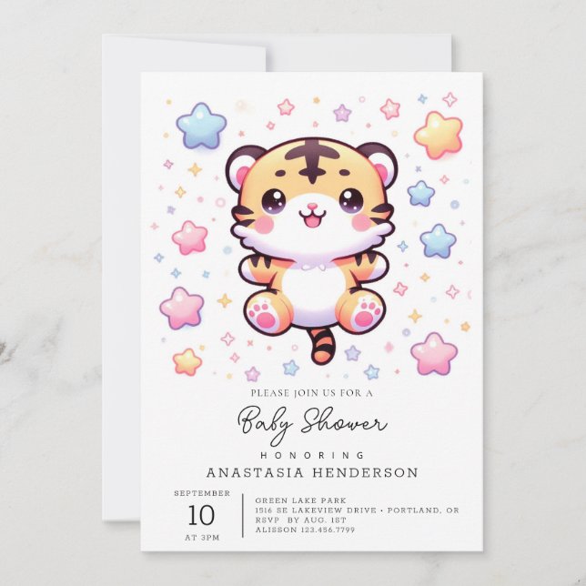 Cute Modern Tiger Baby Shower Invitation (Front)