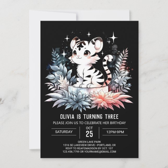 Cute Modern Tiger Birthday Invitation (Front)