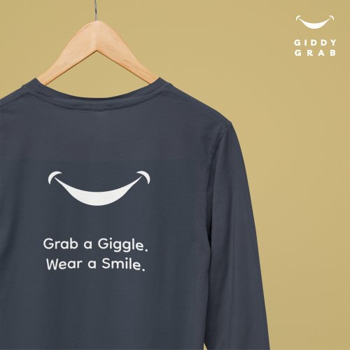 Cute Modern Typography Giggle  Smile Simple Navy T_Shirt