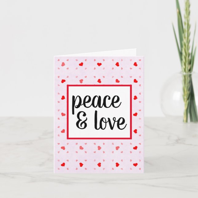 Cute Modern Typography Peace and Love Note Card (Front)
