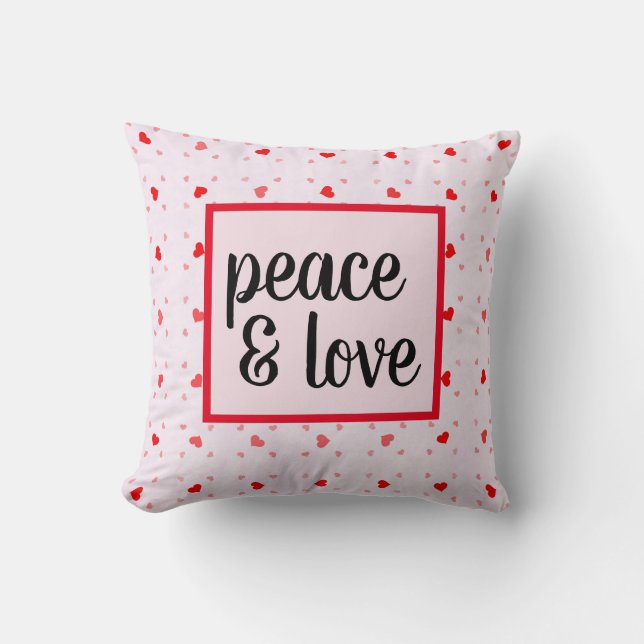 Cute Modern Typography Peace and Love Throw Pillow (Front)