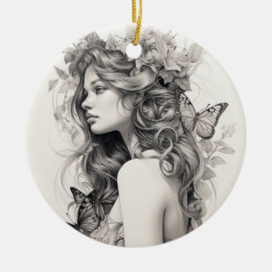 Cute modern uncommon Newlywed Gift for her Wifey Ceramic Ornament