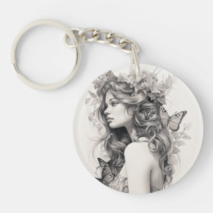 Cute modern uncommon Newlywed Gift for her Wifey Keychain