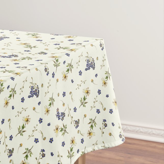 Cute Modern Vintage Wildflowers Small Pattern Tablecloth (In Situ)