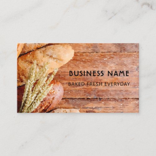 Cute  Modern Watercolor Bread  Bakery Business Card