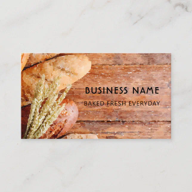 Cute & Modern Watercolor Bread / Bakery Business Card Zazzle