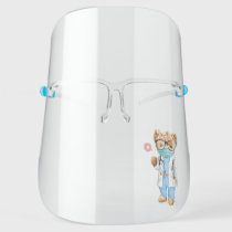 Cute Modern Watercolor Doctor Bear Personalized Face Shield