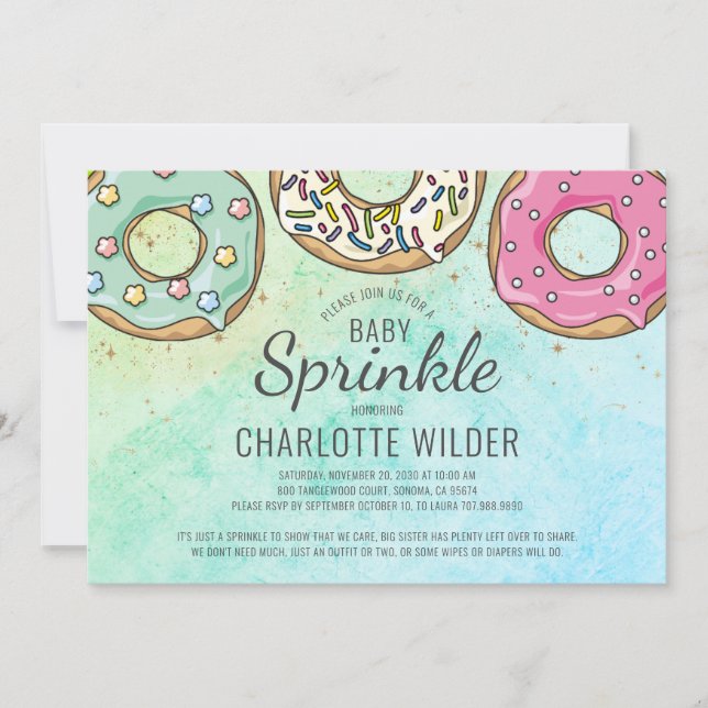 Cute Modern Watercolor Donut Baby Sprinkle Invitation (Front)