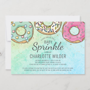 Cute Modern Watercolor Donut Baby Sprinkle Invitation