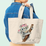 Cute Modern Watercolor Floral Koala Personalized Large Tote Bag at Zazzle