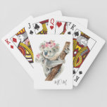 Cute Modern Watercolor Floral Koala Personalized Playing Cards at Zazzle