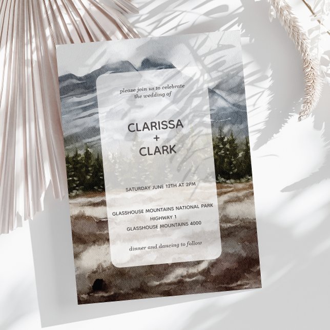Cute Modern Watercolor Forrest Landscape Wedding I Invitation (Creator Uploaded)
