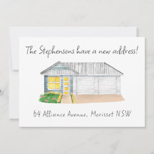 Cute Modern Watercolor House New Address Announcement