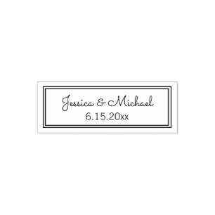 Cute Modern Wedding Couple's Names Date Self-inking Stamp