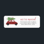 Cute Modern We've Moved Red Car Christmas Tree Label<br><div class="desc">Cute Modern We've Moved Red Car Christmas Tree label</div>