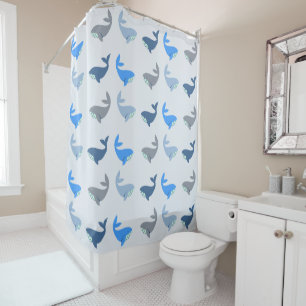 Cute Modern Whale Illustrated Pattern Blue Shower Curtain