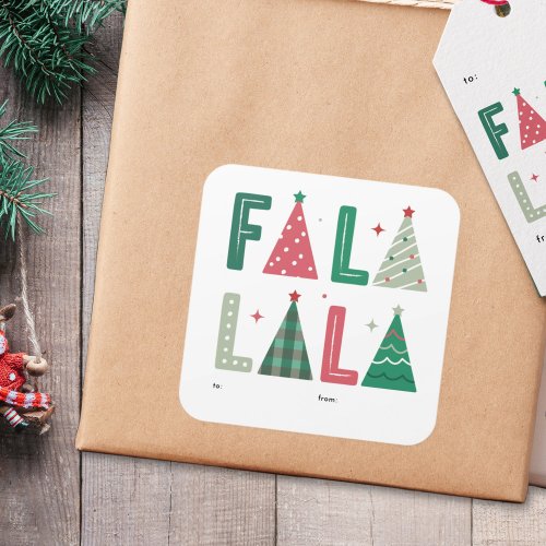 Cute Modern Whimsical Fa La La Holiday Square Sticker