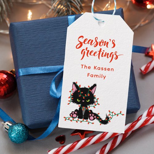 Cute Modern Whimsical Funny Cat Christmas Hoilday Gift Tags