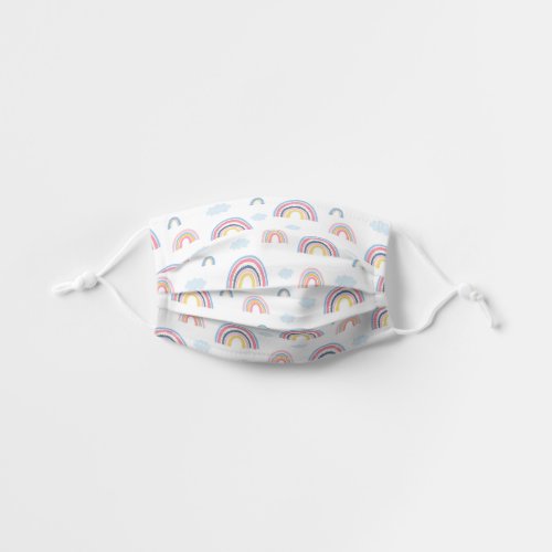 Cute Modern Whimsical Watercolor Rainbow Pattern Kids Cloth Face Mask