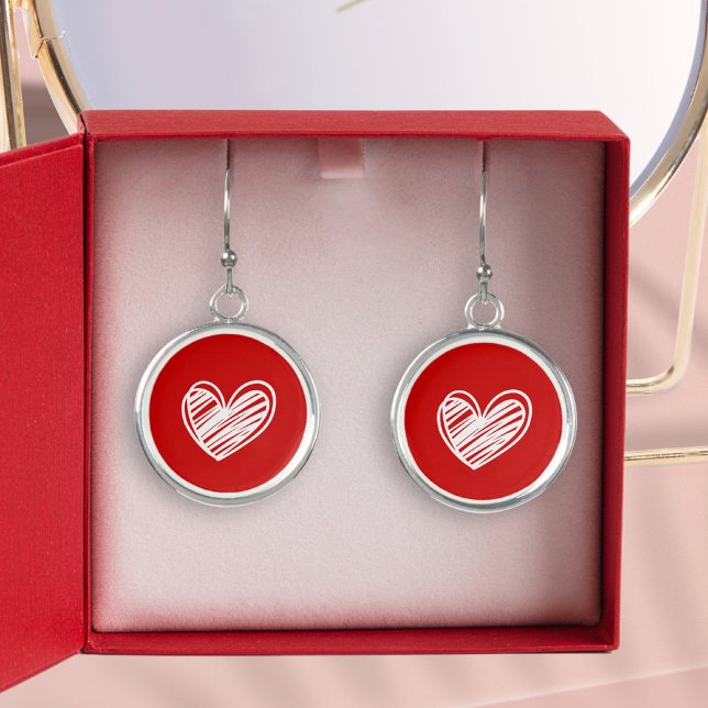 Cute Modern White And Red Heart Trendy Love Womens Earrings (Creator Uploaded)