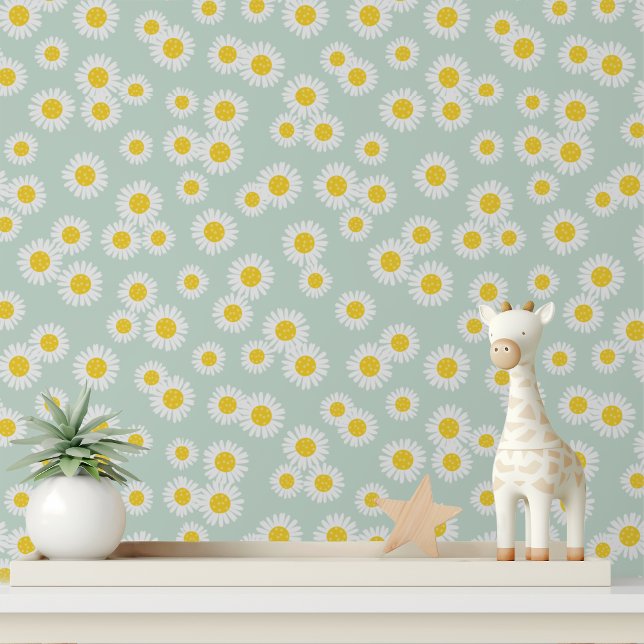 Cute Modern White Daisy Flowers Floral Pattern Wallpaper (Creator Uploaded)