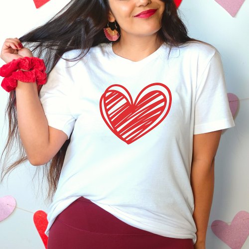 Cute Modern White Red Love Hearts Elegant Womens T_Shirt