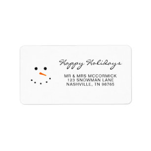 Cute Modern White Snowman Face Address Label