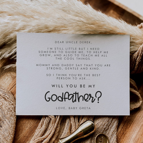 Cute modern Will you be my Godfather card