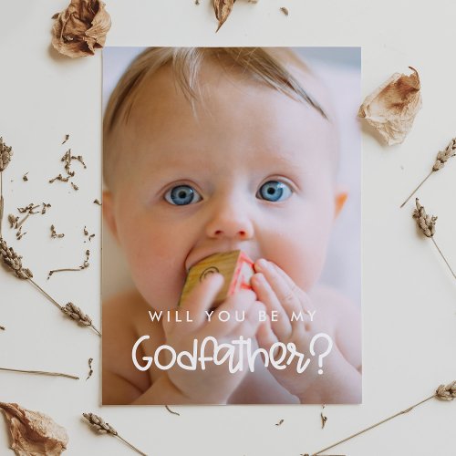 Cute modern Will you be my Godfather photo card