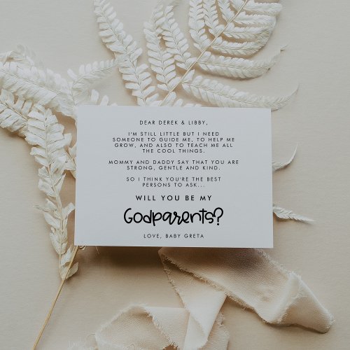 Cute modern Will you be my Godparents card