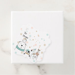 Cute Modern Winter Christmas Animals Favor Tags