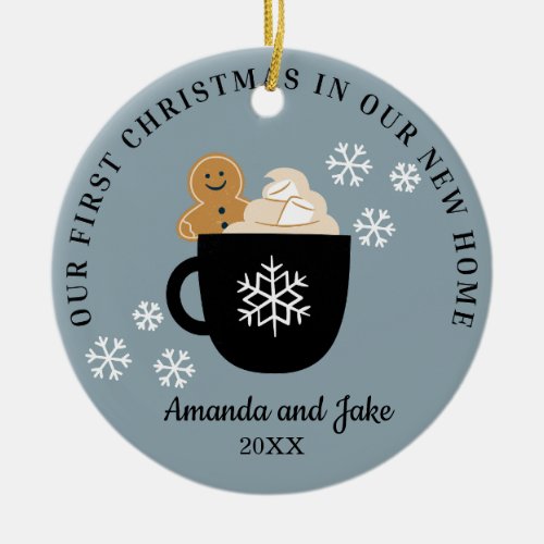 Cute Modern Winter Personalized New Home Ornament
