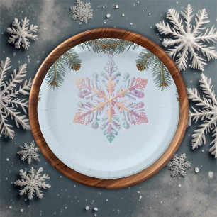 Cute Modern Winter Snowflakes Cute Baby Shower Paper Plates