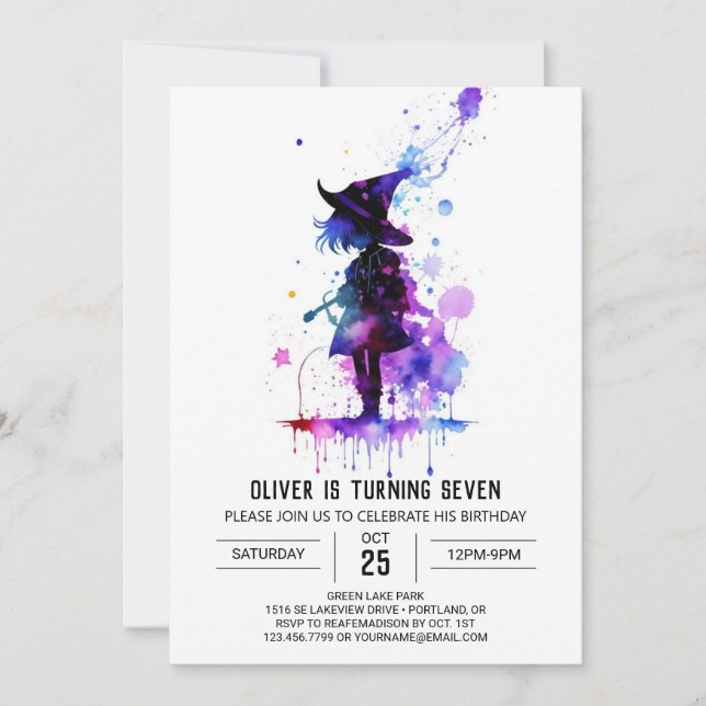 Cute Modern Wizard Birthday Invitation (Front)