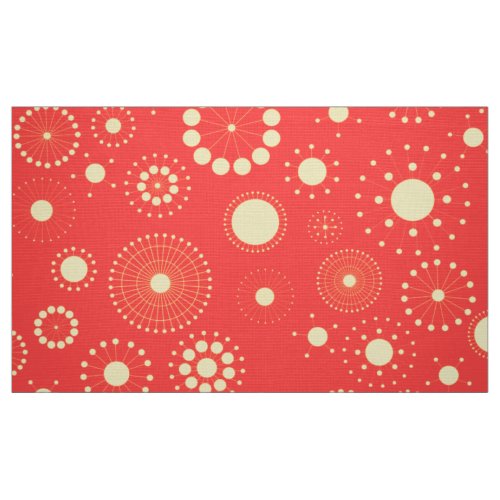 Cute Modern Yellow  Coral Circles Fabric