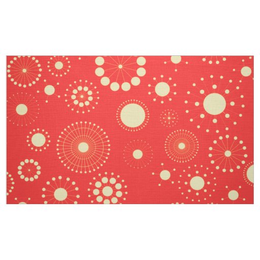 Cute Modern Yellow & Coral Circles Fabric