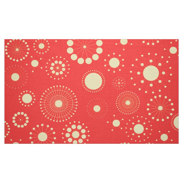 Cute Modern Yellow & Coral Circles Fabric (Fat Quarter)