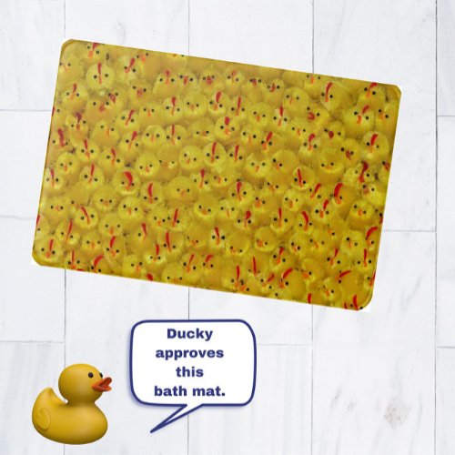 Cute Modern Yellow Easter Chick Pattern Spring Bath Mat