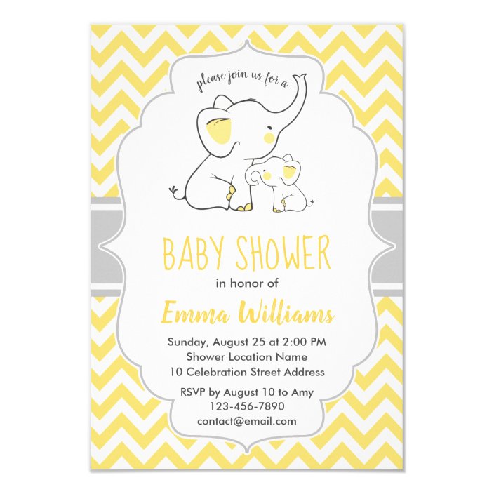 yellow and gray baby shower invitations