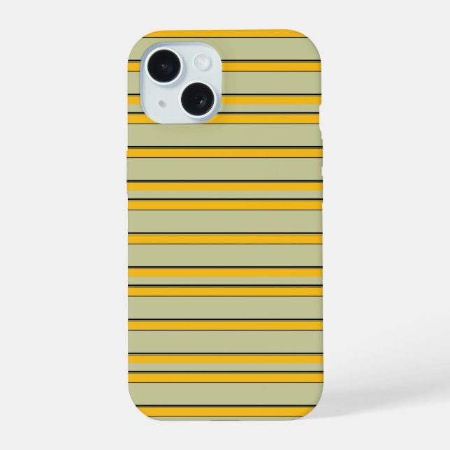 Cute modern yellow stripes iPhone 15 case (Back)