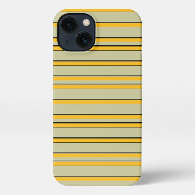 Cute modern yellow stripes iPhone case (Back)