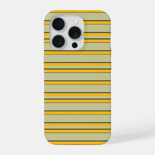 Cute modern yellow stripes iPhone case (Back)